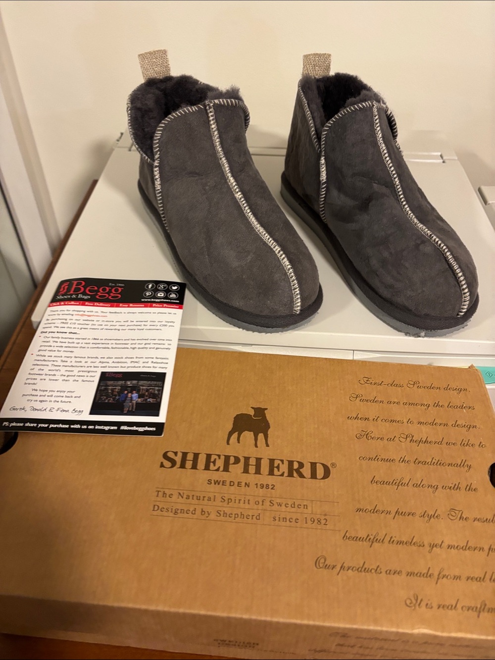 Women's Gray Suede Shearling Ankle Booties